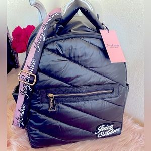 SOLD******Juicy Couture Black Licorice Snowbunny Quilted Puffer Backpack Handbag